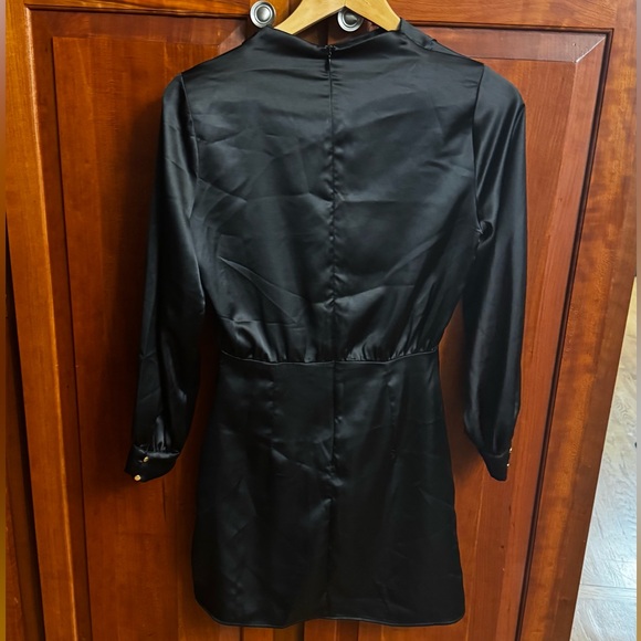 Zara Black Long Sleeve Satin Dress - Picture 8 of 8